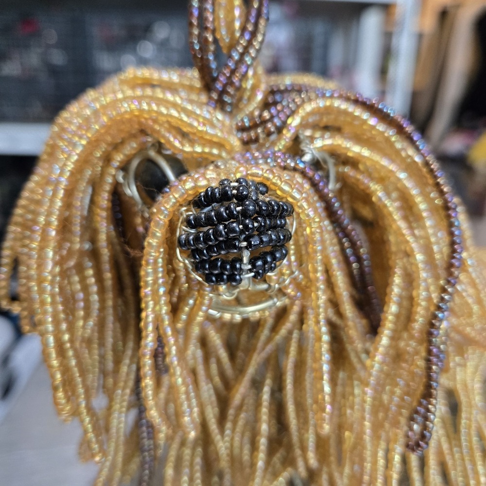 Handcrafted Custom Beaded Lhasa Apso Dog Figurine 9x7" Adjustable OOAK - Picture 3 of 9